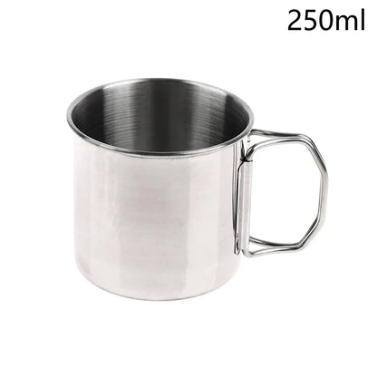 1Pc Stainless Steel Folding Handle Cup Portable