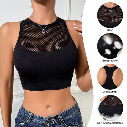 Women Sexy Tank Tops Fishnet Hollow