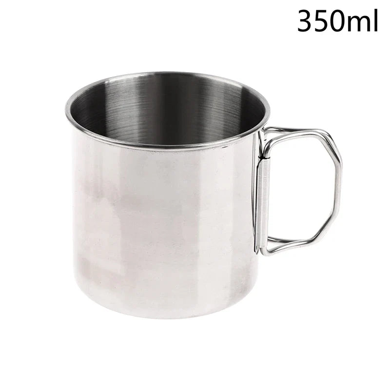 1Pc Stainless Steel Folding Handle Cup Portable